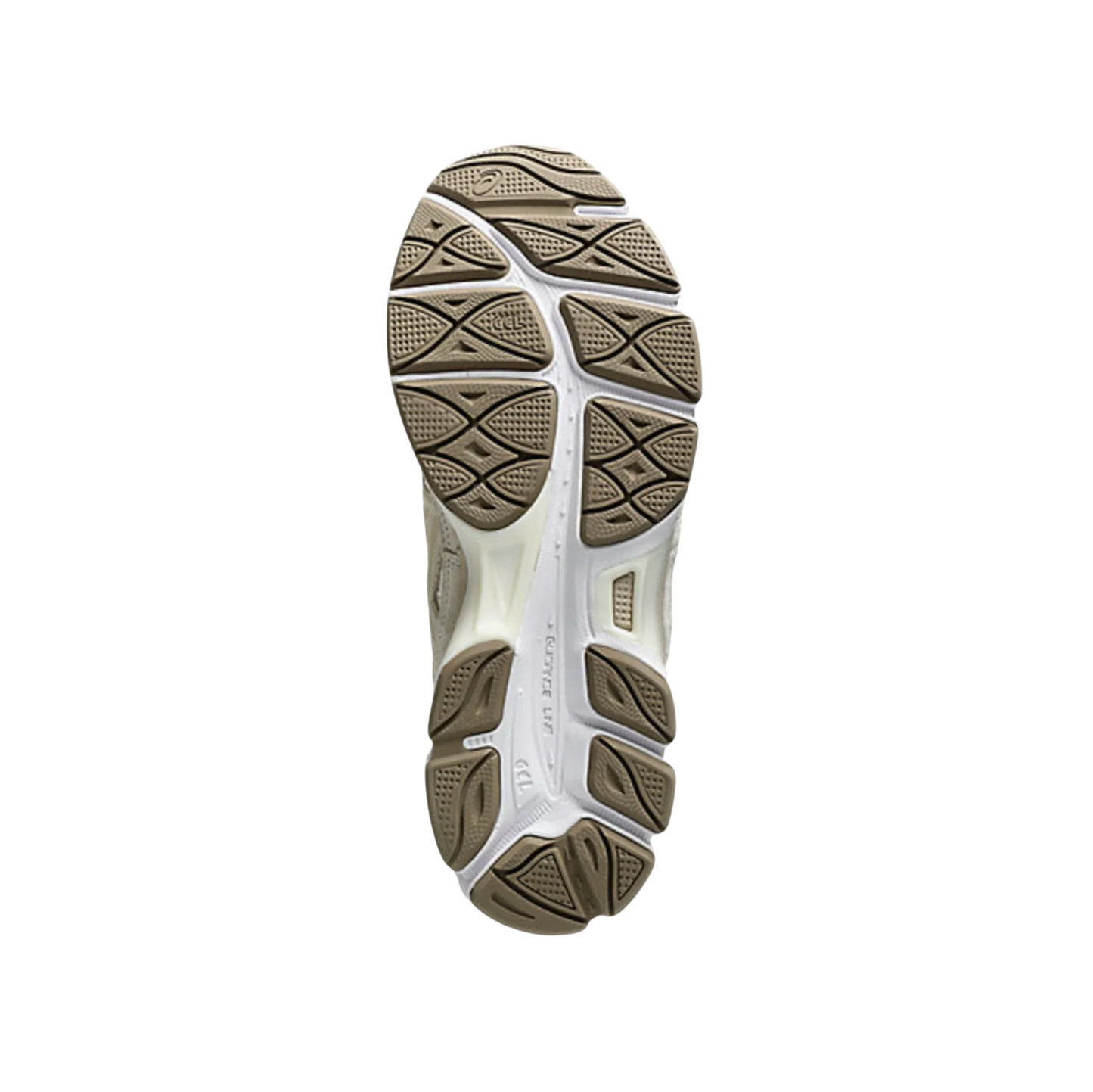 Asics GEL NYC Feather Grey – vue semelle des baskets rétro-tech avec amorti GEL et semelle gomme