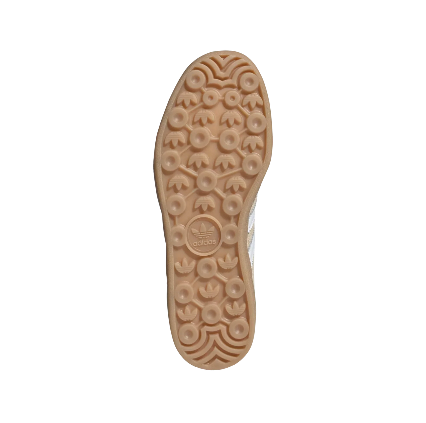 Adidas Gazelle Indoor Magic Beige – vue semelle des baskets rétro en suède beige avec semelle gomme naturelle