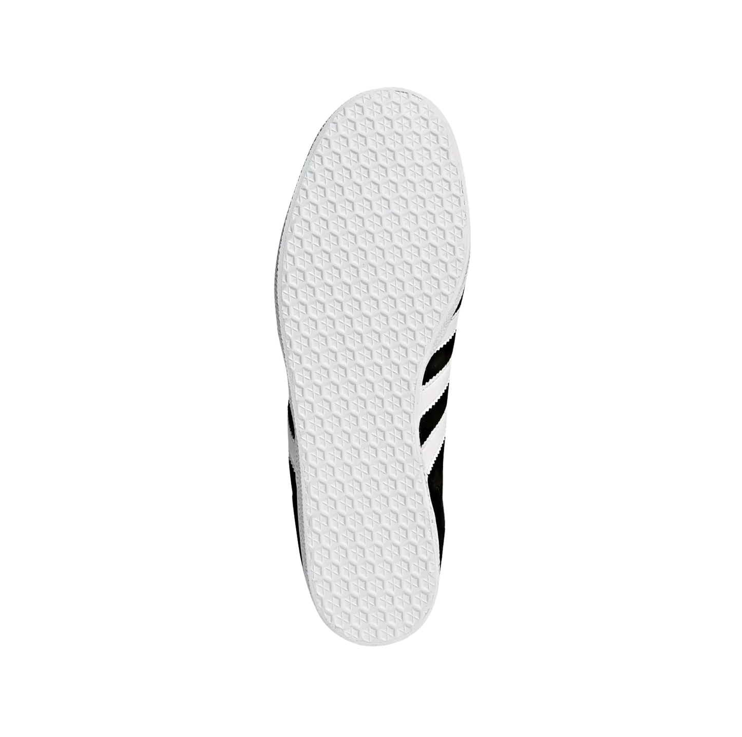 Adidas Gazelle Core Black – vue semelle des baskets rétro en nubuck avec semelle gomme et bandes blanches