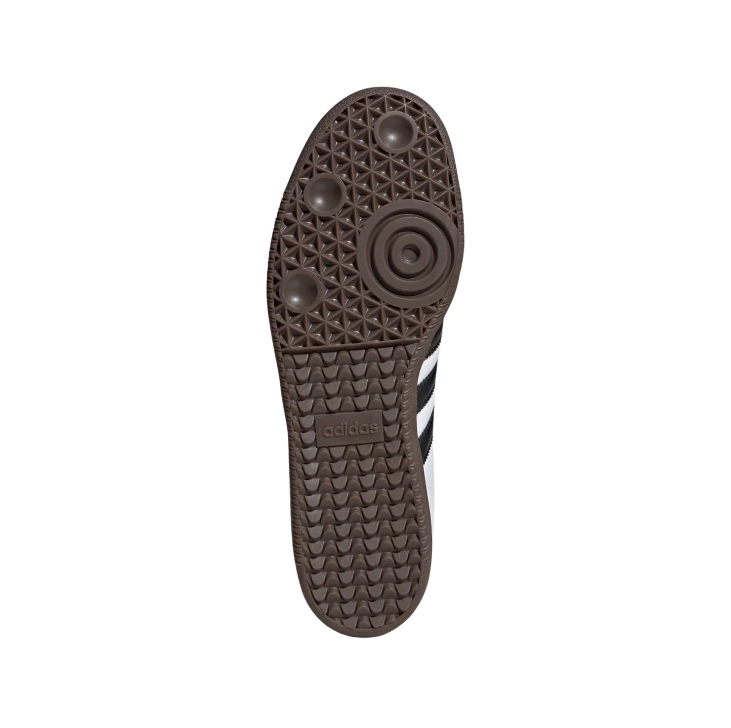 Adidas Samba OG Cloud White – vue semelle des baskets rétro en cuir et suède blanc avec semelle gomme et bandes noires