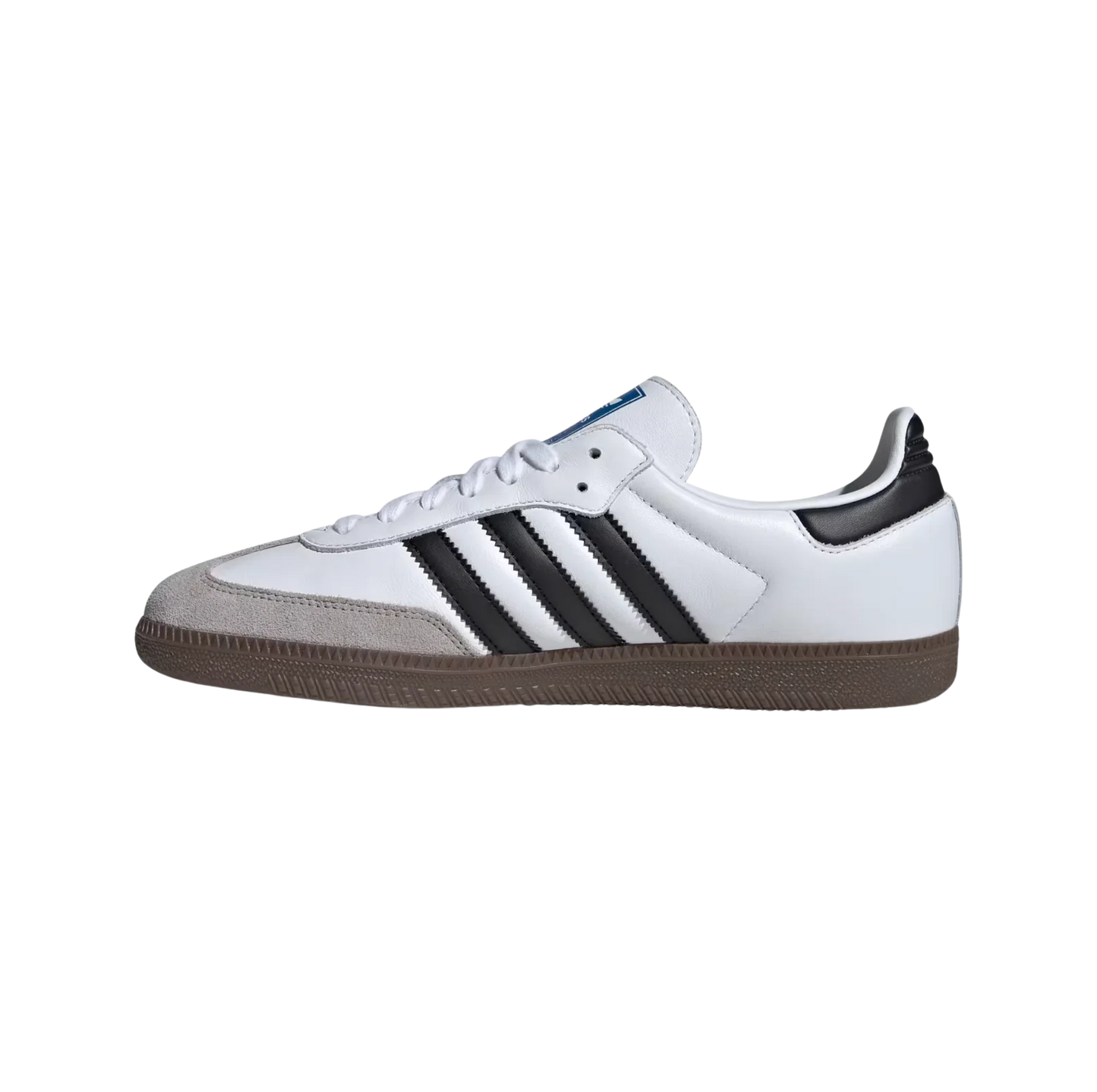 Adidas Samba OG Cloud White – vue latérale opposée des baskets rétro en cuir et suède blanc avec semelle gomme et bandes noires
