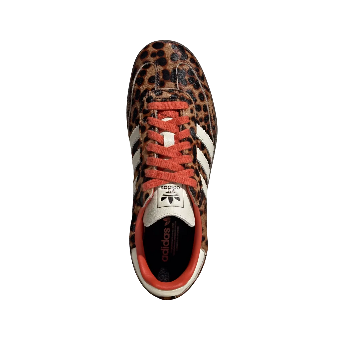 Adidas Samba OG Leopard – vue dessus des baskets rétro en pony hair imprimé léopard avec semelle gomme