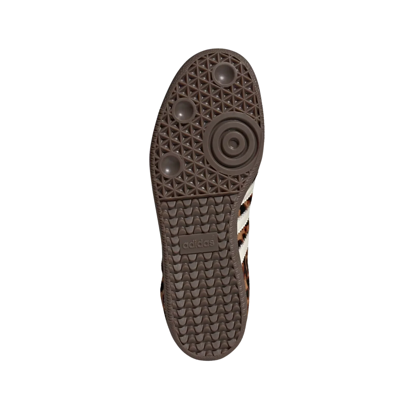 Adidas Samba OG Leopard – vue semelle des baskets rétro en pony hair imprimé léopard avec semelle gomme