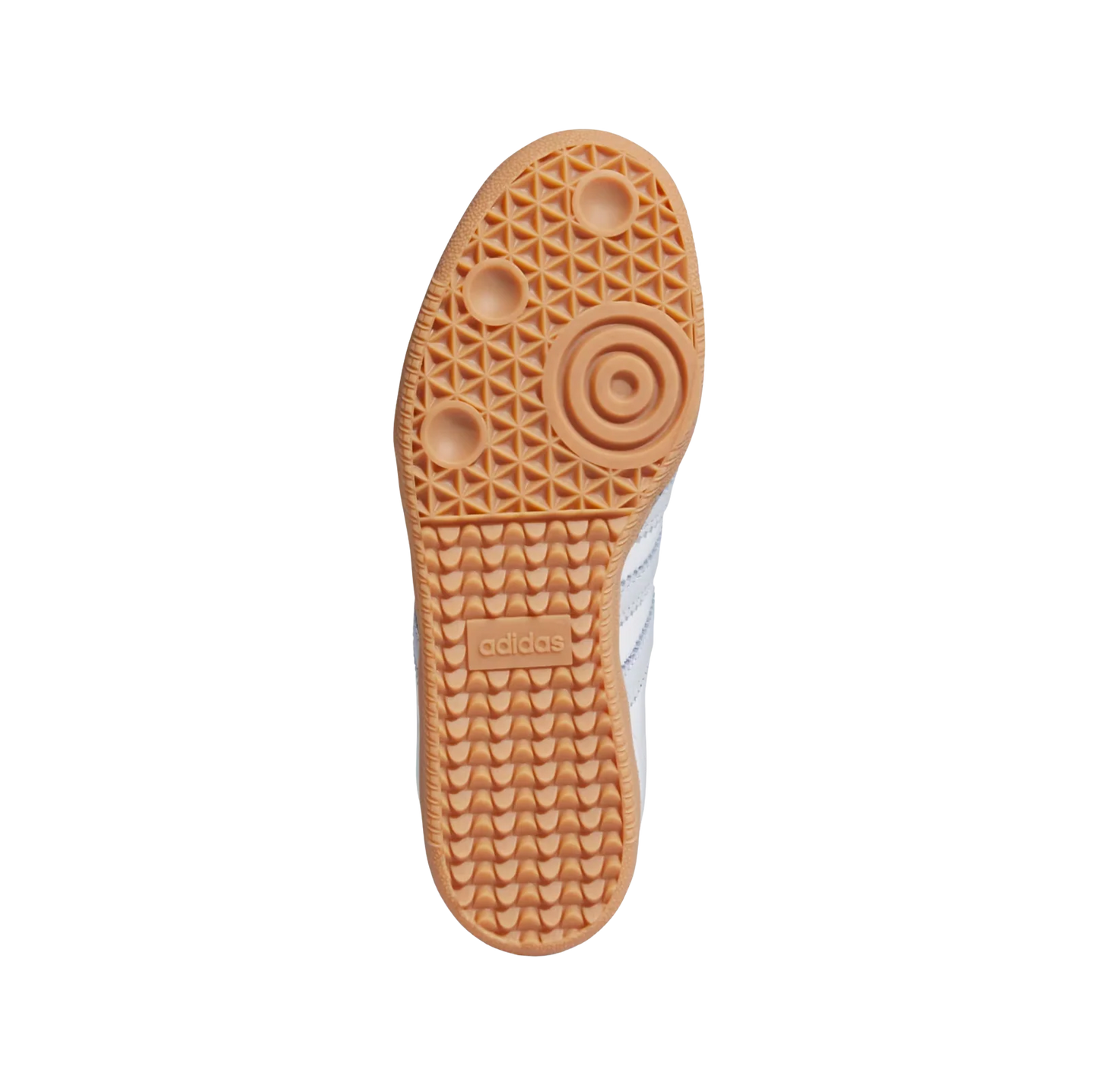 Adidas Samba OG Cloud White – vue semelle des baskets rétro en cuir avec semelle gomme et détails bleu clair