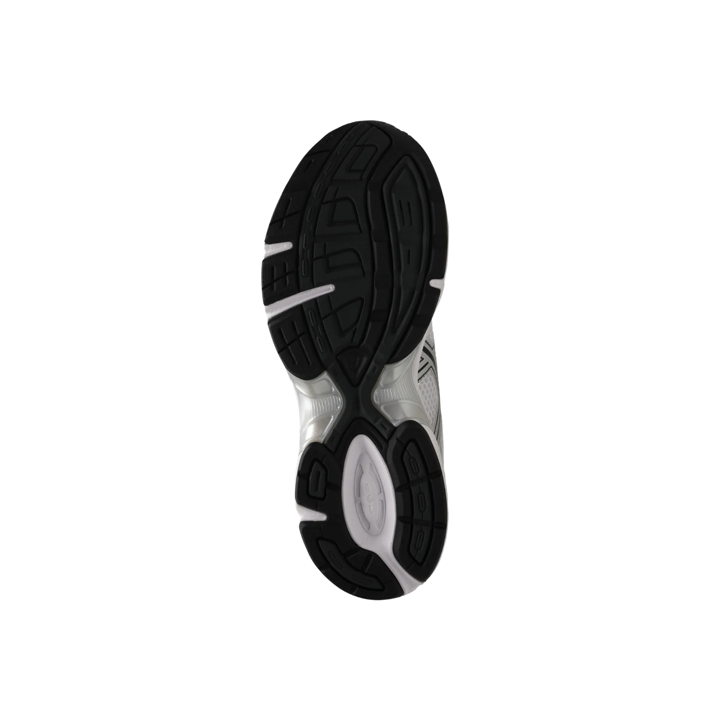 ASICS GEL 1130 White Pure Silver – vue semelle avec structure en caoutchouc noire antidérapante pour une adhérence optimale