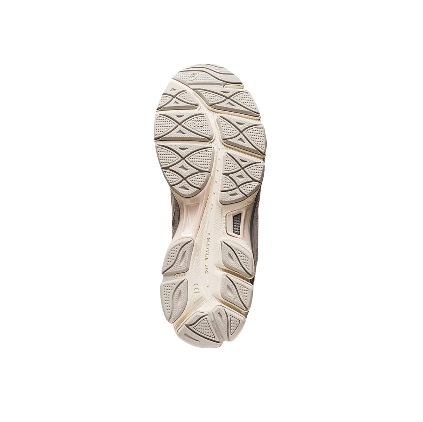 ASICS GEL NYC Cream & Oyster Grey – vue semelle des baskets rétro-tech avec semelle extérieure en gomme antidérapante