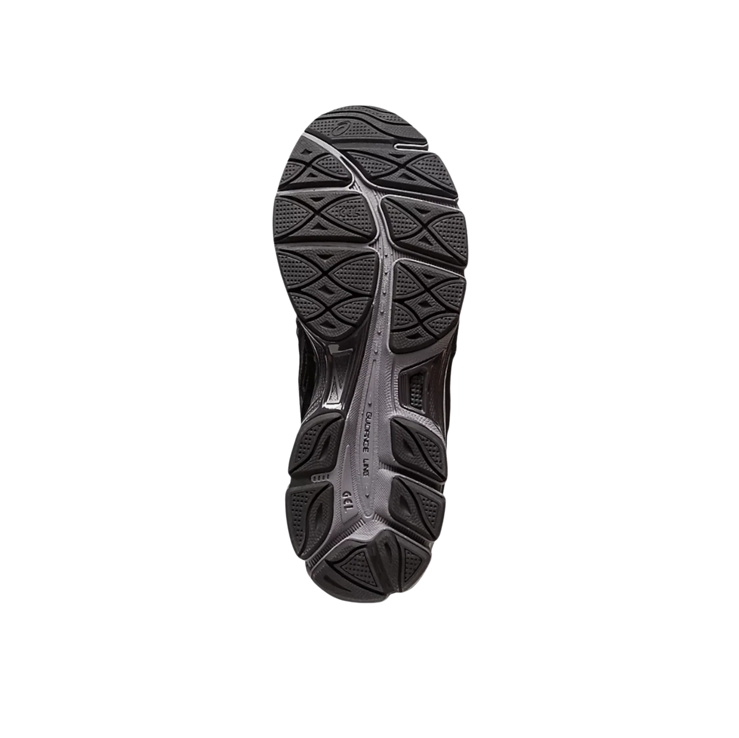ASICS GEL NYC Graphite Grey Black – vue semelle des baskets rétro-tech avec semelle extérieure en gomme antidérapante