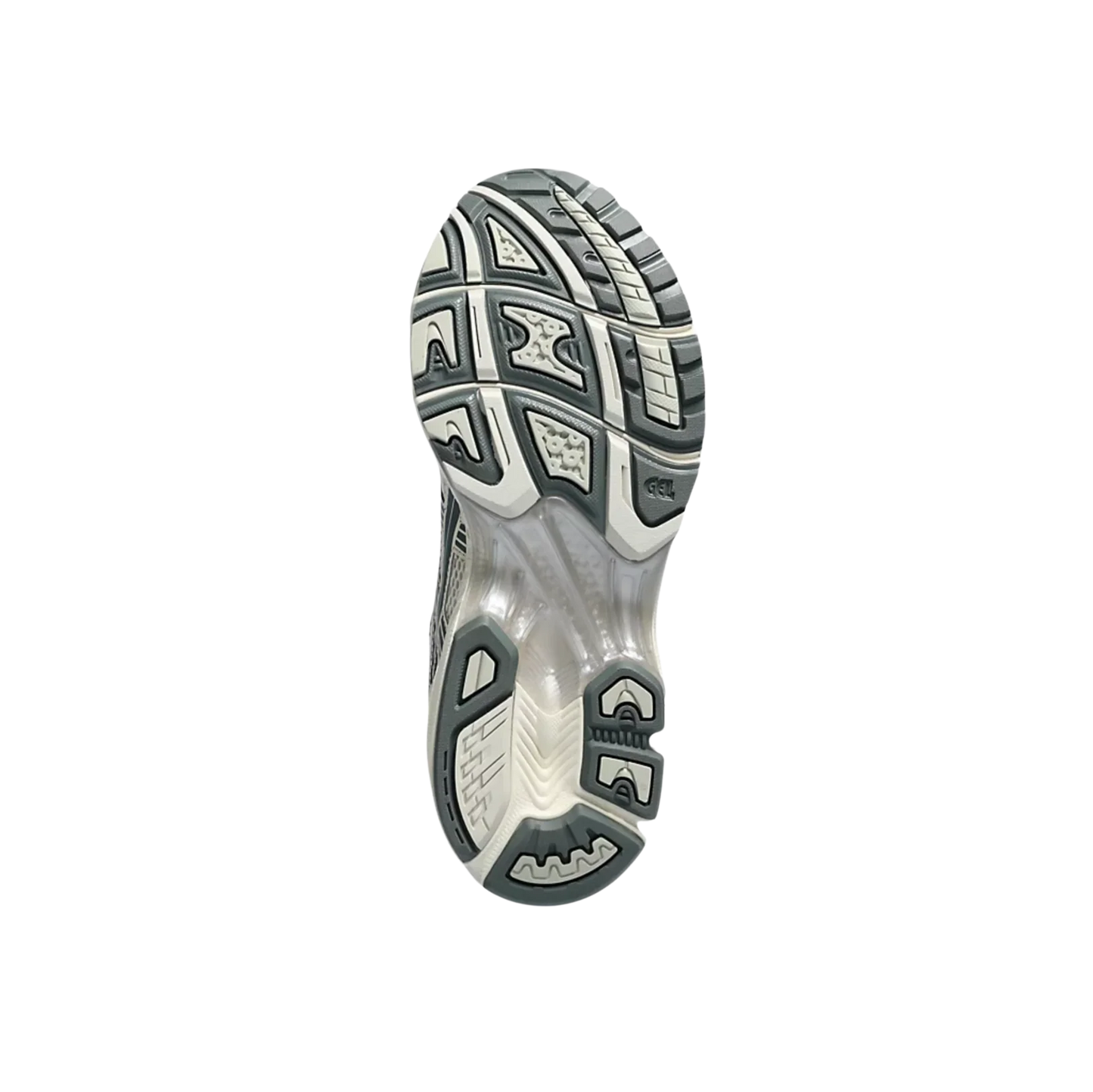ASICS Kayano 14 Birch Dark Pewter – vue semelle des baskets rétro-tech avec semelle extérieure en gomme antidérapante