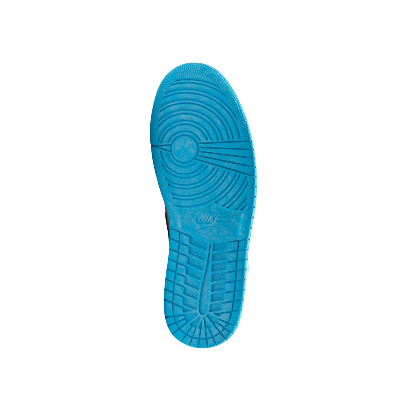Jordan 1 High OG UNC Reimagined – vue semelle des baskets rétro en gomme antidérapante