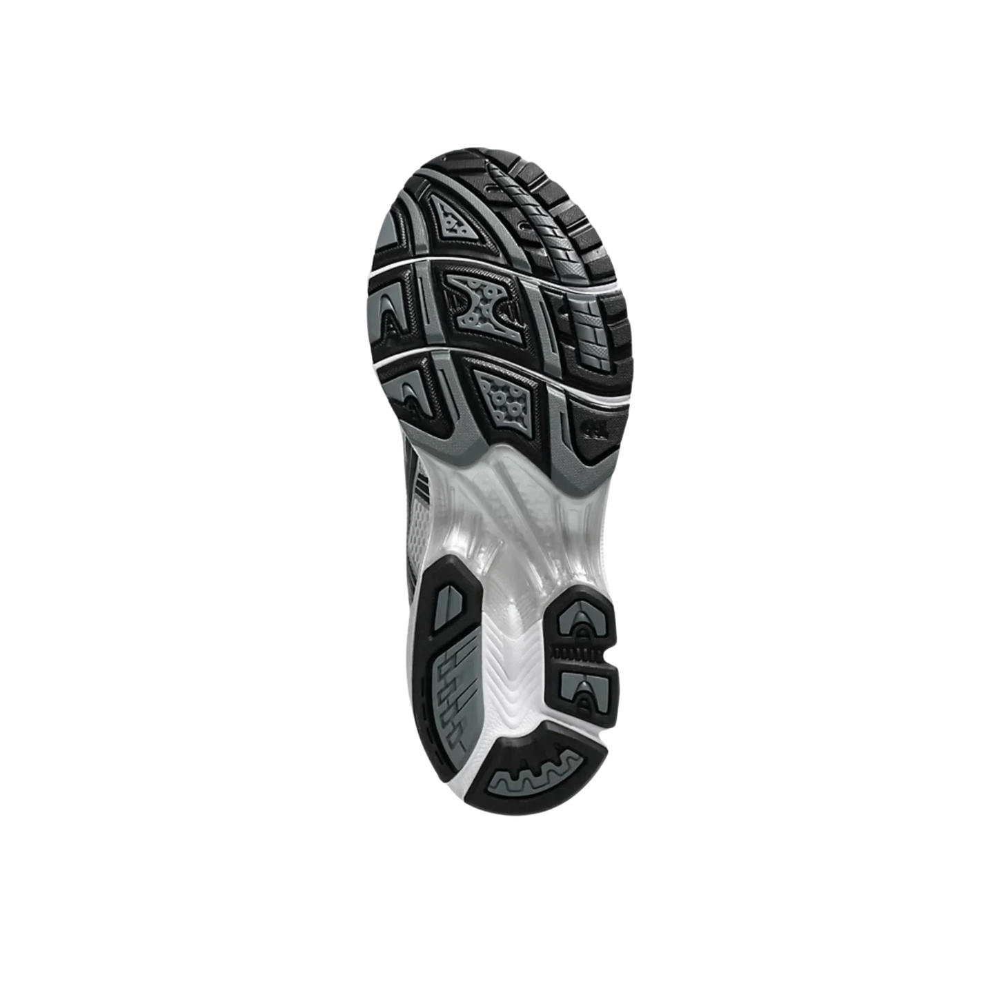 ASICS Kayano 14 Graphite Grey White – vue semelle avec structure antidérapante et technologie GEL visible