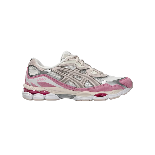 ASICS GEL NYC Cream Mineral Beige – vue latérale des baskets rétro-tech en cuir avec amorti GEL™ et semelle extérieure gomme
