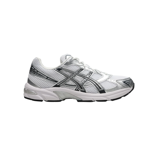 SICS GEL 1130 White Pure Silver – vue latérale des baskets rétro running en mesh blanc et argent avec amorti GEL et semelle gomme