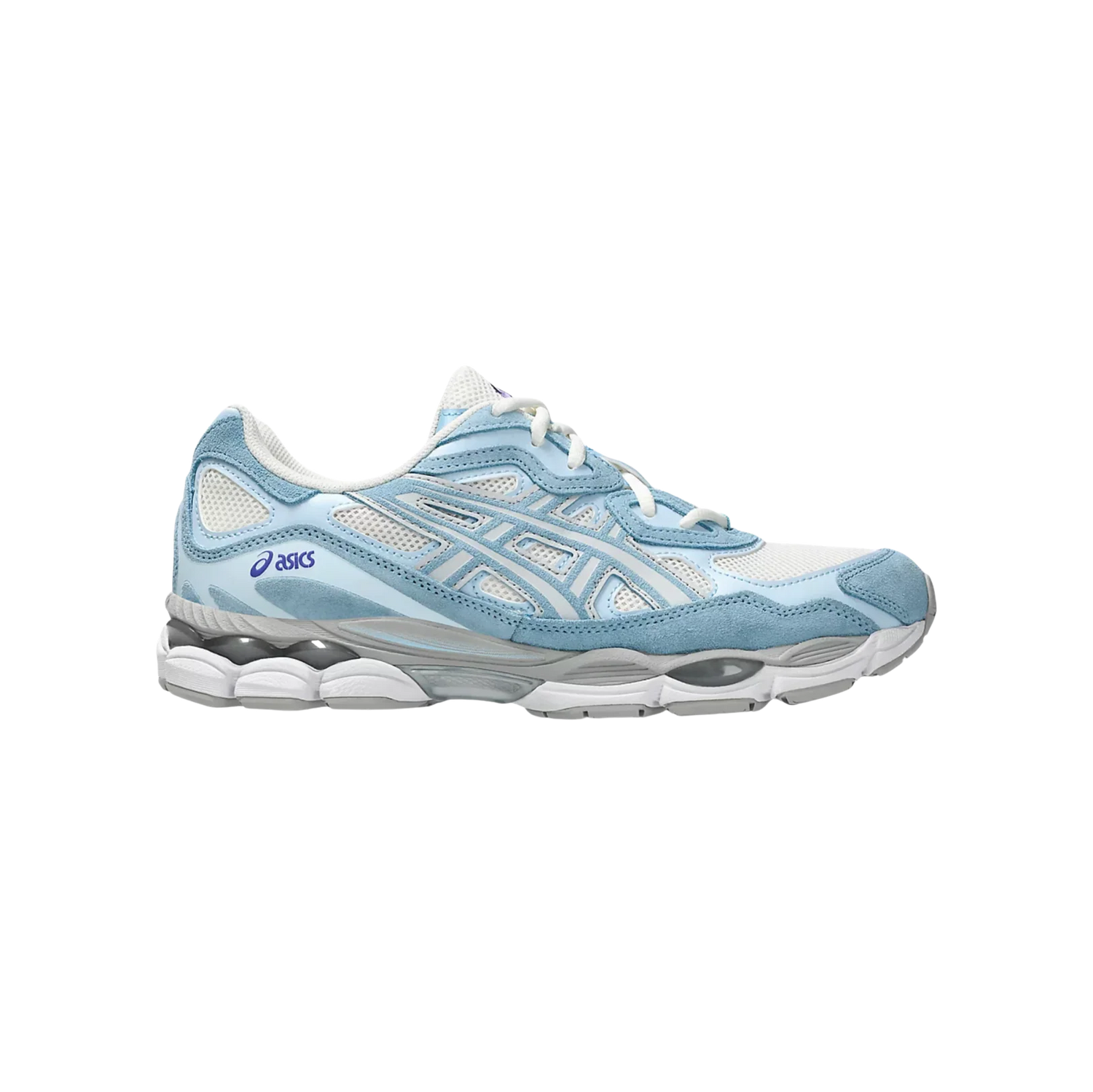 ASICS GEL NYC Arctic Sky – vue latérale des baskets rétro-tech en cuir avec semelle gomme et amorti GEL™